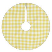 Pastel Yellow Gingham Buffalo Karo Kariertes Muste Polyester Weihnachtsbaumdecke (Vorderseite)