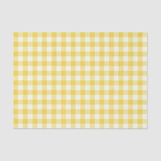 Pastel Yellow Gingham Buffalo Karo Kariertes Muste Seidenpapier (Vorderseite)