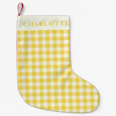 Pastel Yellow Gingham Coquette Karo Kariert Name Kleiner Weihnachtsstrumpf (Vorderseite)
