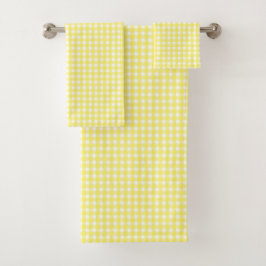 Pastel Yellow Gingham Pattern Badhandtuch Set
