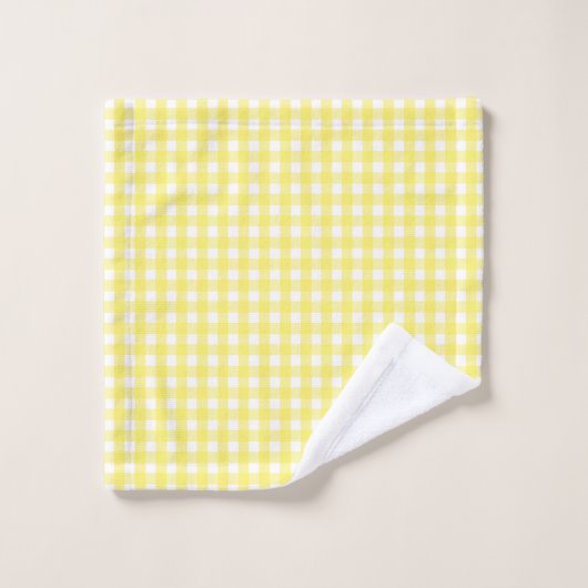 Pastel Yellow Gingham Pattern Badhandtuch Set (Waschlappen)