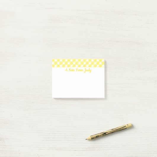 Pastel Yellow Gingham Pattern Postit Notes Post-it Klebezettel (Auf Schreibtisch)