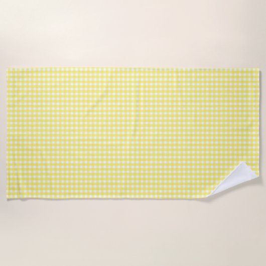 Pastel Yellow Gingham Pattern Strandtuch (Vorderseite)