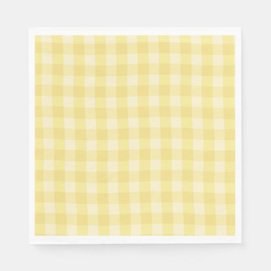 Pastel Yellow Gingham Print Plaid Serviette (Vorderseite)