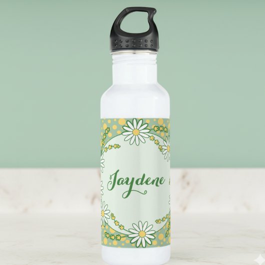 Pastel Yellow Green Custom Daisy Edelstahlflasche