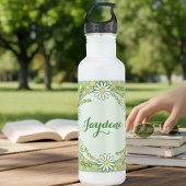 Pastel Yellow Green Custom Daisy Edelstahlflasche