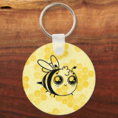 Pastel Yellow Honeycomb and Cute Bee Personalised Schlüsselanhänger (Rückseite)