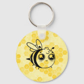 Pastel Yellow Honeycomb and Cute Bee Personalised Schlüsselanhänger (Rückseite)