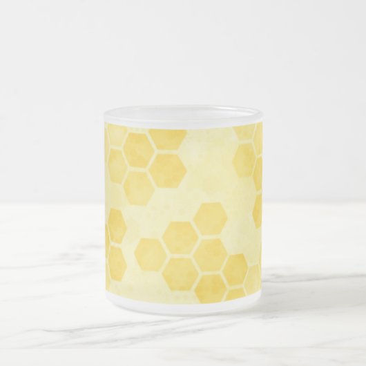 Pastel Yellow Honeycomb Pattern Mattglastasse (Mittel)
