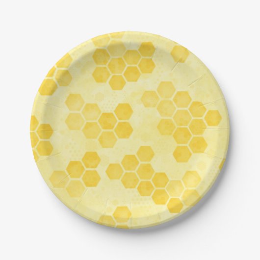 Pastel Yellow Honeycomb Pattern Pappteller (Vorderseite)