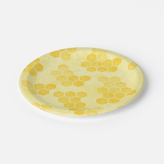 Pastel Yellow Honeycomb Pattern Pappteller (Schrägansicht)