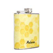 Pastel Yellow Honeycomb Pattern Personalised Flachmann (Rechts)