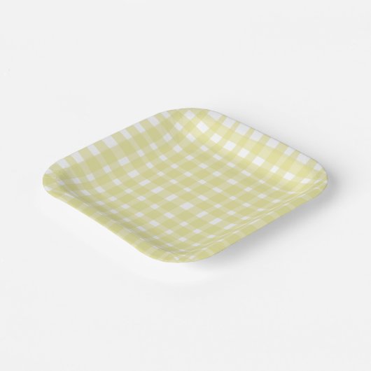 Pastel Yellow Imperfect Gingham Paper Tellers Pappteller (Gewinkelt)