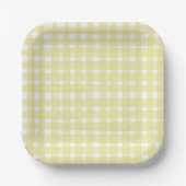 Pastel Yellow Imperfect Gingham Paper Tellers Pappteller (Vorderseite)
