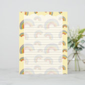 Pastel Yellow Kawaii Rainbow Stationery Paper (Stehend Vorderseite)