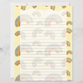 Pastel Yellow Kawaii Rainbow Stationery Paper (Vorderseite)