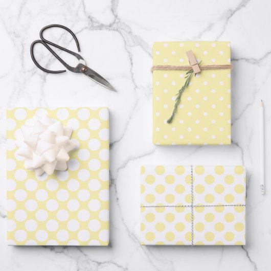 Pastel Yellow Polka Dot Spring Geschenkpapier Set (Vorderseite)