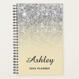 Pastel Yellow Silver Glitzer Ombre Personalisiert Planer