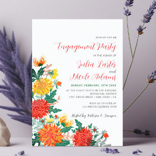 Pastel Yellow Spring Dahlia Engagement Party Einladung