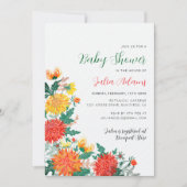 Pastel Yellow Spring Dahlia Florals Baby Dusche Einladung (Vorderseite)