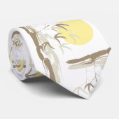 Pastel Yellow Sunrise Oriental Bamboo Treppengarte Krawatte (Gerollt)