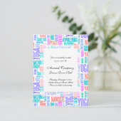 Pastel Yoga Word Cloud Elegantes Muster Einladung (Stehend Vorderseite)