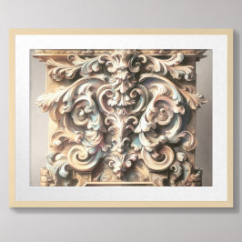 Pastel Zeichn der Architektur Verzierter Stein Car Poster