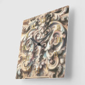 Pastel Zeichn der Architektur Verzierter Stein Car Quadratische Wanduhr (Winkel)