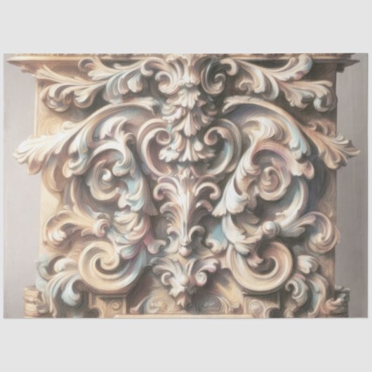 Pastel Zeichn der Architektur Verzierter Stein Car Seidenpapier (Vorderseite)