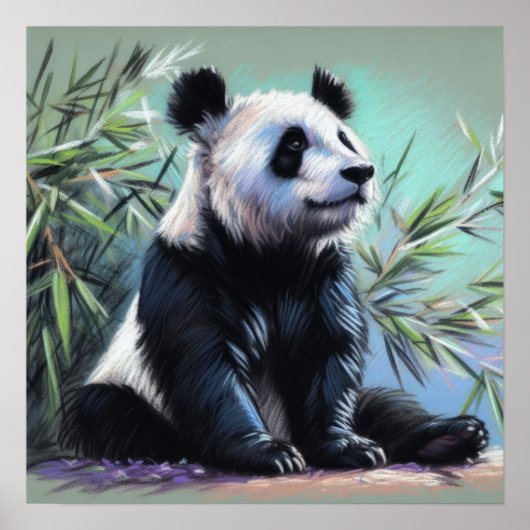 Pastel Zeichn des Panda-Bären Bamboo III Poster (Vorne)