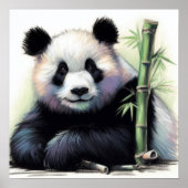 Pastel Zeichn des Panda Bären Bamboo Poster (Vorne)