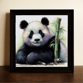 Pastel Zeichn des Panda Bären Bamboo Poster