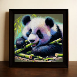 Pastel Zeichn des Panda-Bären Bambus IV Poster