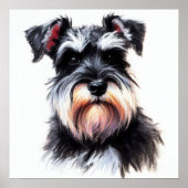 Pastel Zeichn eines Schnauzer-Hundes II Poster (Vorne)