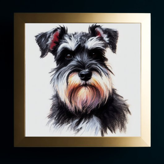Pastel Zeichn eines Schnauzer-Hundes II Poster