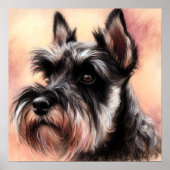 Pastel Zeichn eines Schnauzer-Hundes Poster (Vorne)