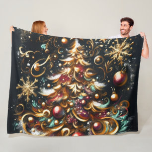 Pastel Zeichn eines Weihnachtsbaumes Whimsical Fleecedecke