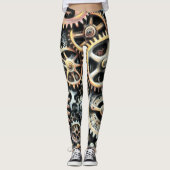 Pastel Zeichn von Cogs Gears Steampunk Leggings (Vorderseite)