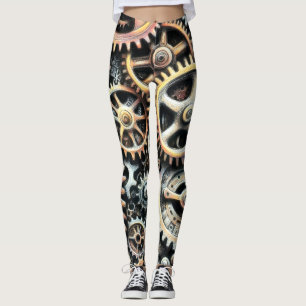Pastel Zeichn von Cogs Gears Steampunk Leggings