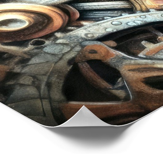 Pastel Zeichn von Cogs Gears Steampunk Poster (Ecke)