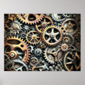 Pastel Zeichn von Cogs Gears Steampunk Poster (Vorne)