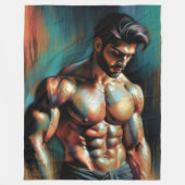 Pastel Zeichne ansprechender Shirtless Man Fleecedecke (Vorderseite)