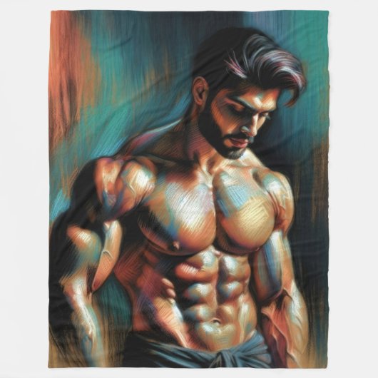 Pastel Zeichne ansprechender Shirtless Man Fleecedecke (Vorderseite)