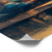 Pastel Zeichne antikes chinesisches Dorf Poster (Ecke)