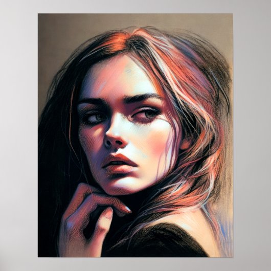 Pastel Zeichne eine Frau Poster (Vorne)