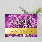 Pastel Zeichne Lila Weihnachtsgel Folien Feiertagskarte (Stehend vorne)