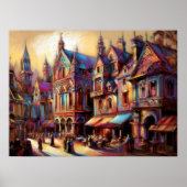 Pastel Zeichnend Altstadt Europas Poster (Vorne)