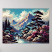 Pastel Zeichnend antikes chinesisches Landschaftsg Poster (Vorne)