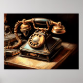 Pastel Zeichnend antikes Telefon aus der Ära der 1 Poster (Vorne)