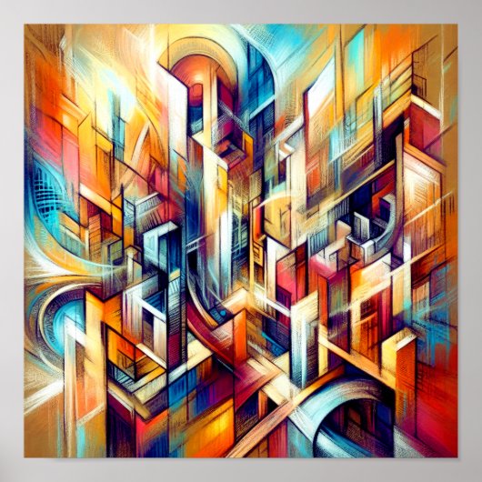 Pastel Zeichnend aufwändiges abstraktes Design Poster (Vorne)